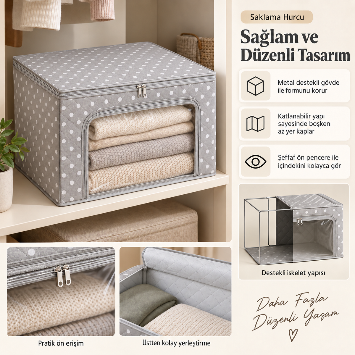 Katlanabilir Demir İskeletli Saklama Hurcu